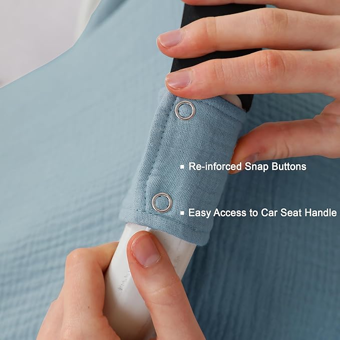 100% Muslin Cotton Car Seat Cover Baby, Carseat Canopy Cover, Universal Fit Stroller Covers for Boys and Girls (Blue)