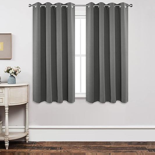 Joydeco Blackout Curtains 63 Inch Length 2 Panels Set, Thermal Insulated Long Drapes 2 Burg, Room Darkening Grommet Drapes for Living Room Bedroom Window