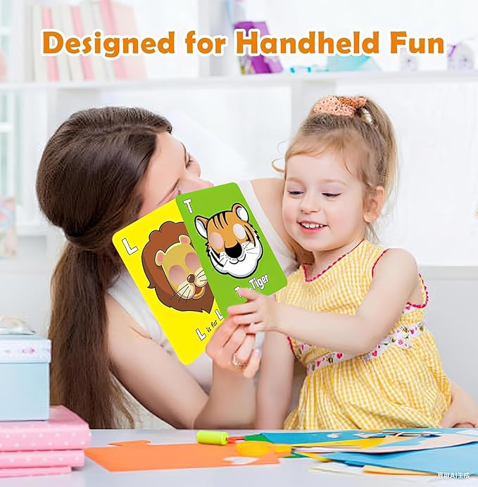 2025 New 26 PCS Alphabet Mask Cards,Alphabet Flash Cards with Animal Masks,Colorful Animals Flash Cards, Interactive Education Games, Learn Letters