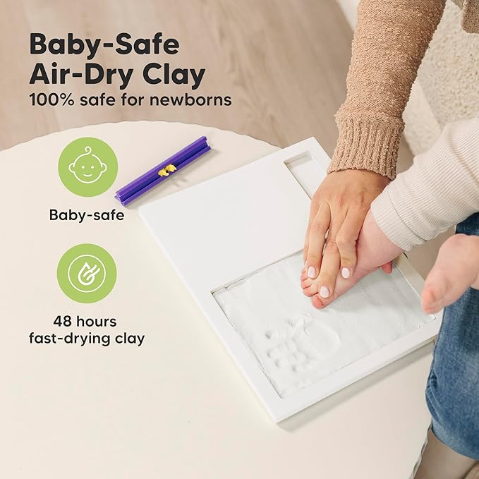 KeaBabies Baby Footprint Kit - Newborn Hand and Footprint Keepsake Frame, Nursery Picture Frame, Personalized New Mom Gifts & Baby Shower Gifts for Boys,Girls Nursery Decor(Alpine White)