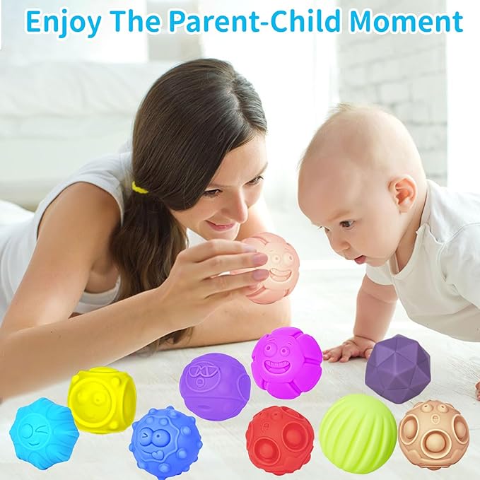 24 Pcs Sensory Balls for Toddlers, Sensory Baby Toys, Montessori Toy for Babies Squeeze, Infant Toys Soft Multi Ball Set Gifts with Bright Color Textured
