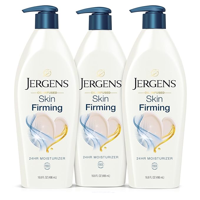 Jergens Skin Firming Body Lotion for Dry to Extra Dry Skin, Skin Tightening Cream with Collagen and Elastin, Dermatologist Tested, Hydralucence Blend Formula, 16.8 Oz, Pack of 3