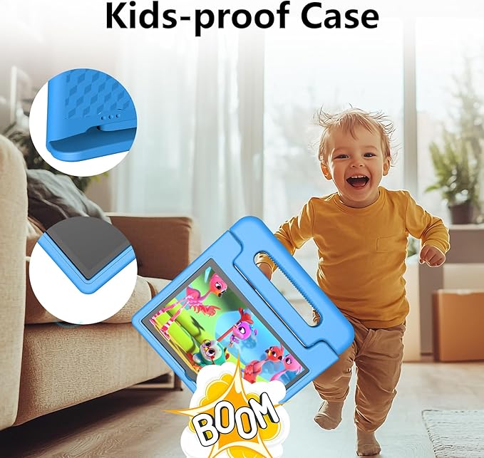 JREN Tablet for Kids｜10 Inch Kids Tablet Android 14｜Octa-core｜64GB｜WiFi ｜Bluetooth｜Parental Control｜Children Content｜Children Toddler Blue