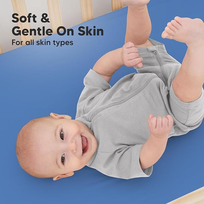 KeaBabies 2-Pack Organic Crib Sheets for Boys, Girls - 52x28 Fitted Crib Mattress Sheet Neutral, Breathable Jersey Cotton Cover for Baby Bed, Toddler Mattress, Soft & Cute Prints (Cornflower)