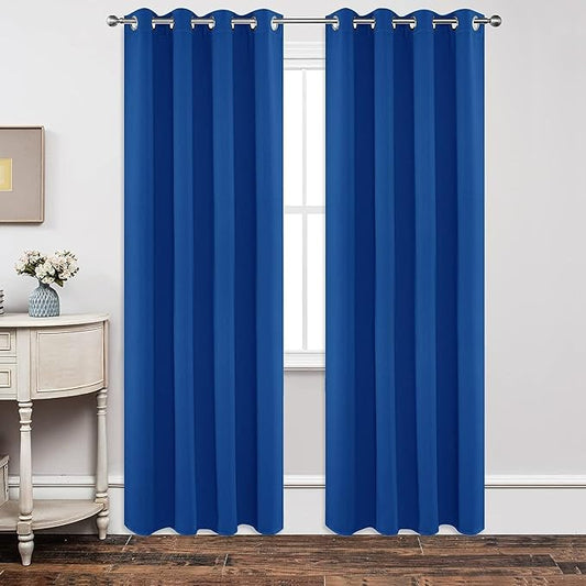 Joydeco Blackout Curtains 84 inches Long 2 Panels Set, Thermal Insulated Long Curtains & Drapes 2 Burg, Room Darkening Grommet Drapes for Bedroom Living Room Windows (W42 x L84 Inch, Royal Blue)