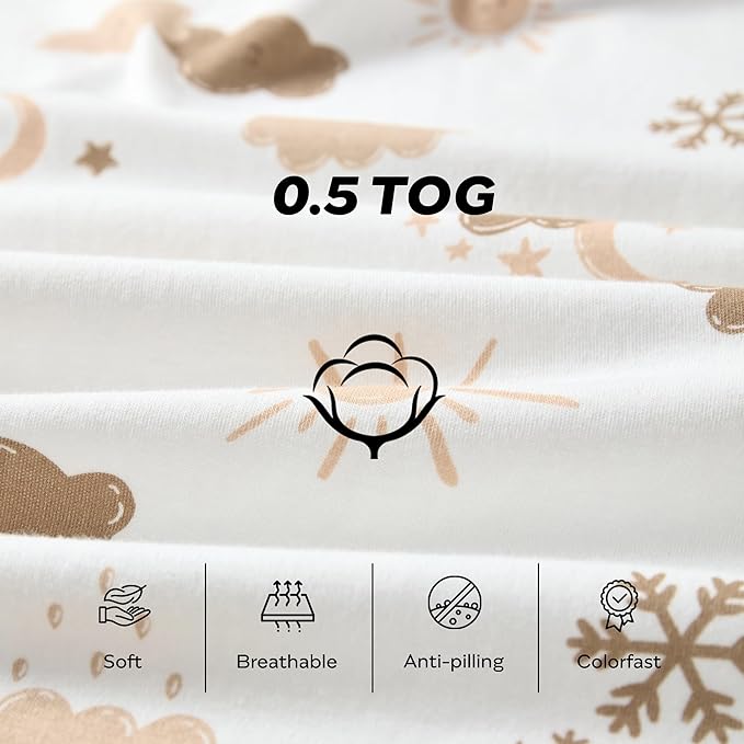 JELLYMONI Baby Sleep Sack 6-12 Months Wearable Blanket for Baby, 100% Cotton 2 Pack Infant Toddler Sleeping Sack Lightweight Soft 2-Way Zipper Sleepsack