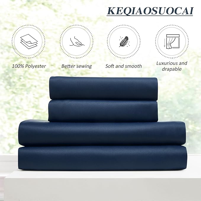 KEQIAOSUOCAI Navy Pleat Wide Width Drapes 80 x 102 inch Long 2 Panels - Thermal Insulated Room Divider Curtains for Bedroom/Living Room/Patio, Pinch Pleated Curtain Panel with Hooks