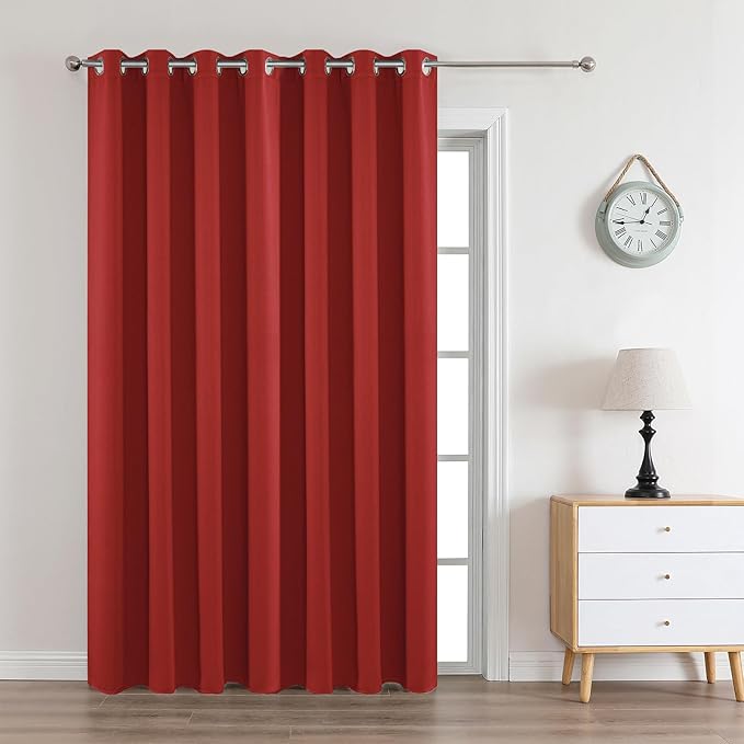 Joydeco Red Custom Solid Single Blackout Curtain for Bedroom and Living Room, Grommet Thermal Insulated Room Darkening Curtain 1 Panel (Custom Size,Red)