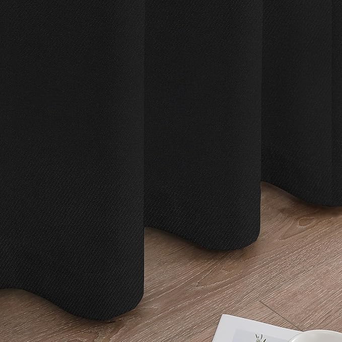 Joydeco Custom 100% Blackout Curtains 1 Panel, Grommet Thermal Insulated Curtains& Drapes, Room Darkening Drapes for Bedroom Living Room Window (Custom Size, Black)