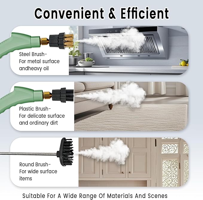 2500W Handheld Steam Cleaner,Portable Car Steamer For Auto Detailing,High-Temperature and Pressure Steam Cleaner For Home, Steam Cleaning Machine for Furniture,Kitchen,Grout,Floor,Tile (7-Green)