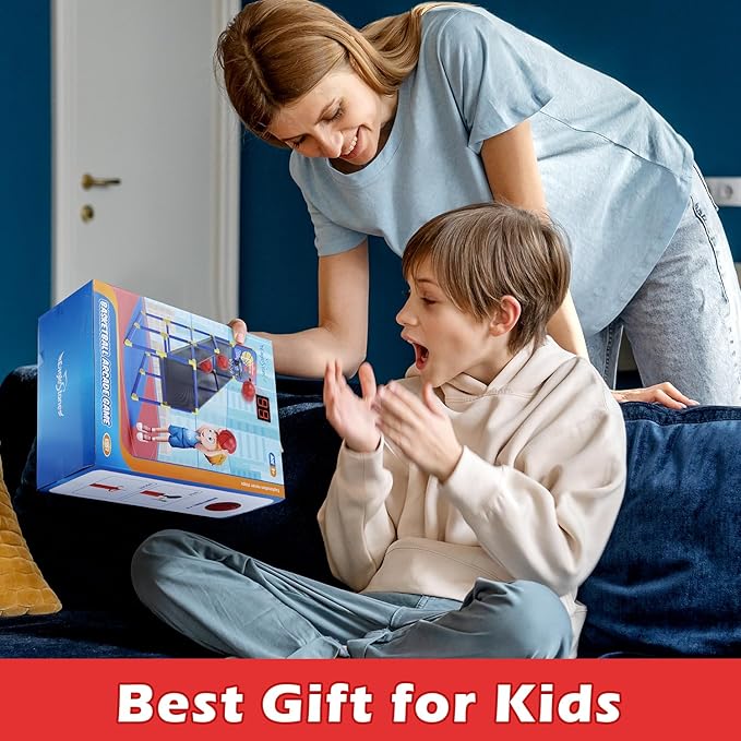 Kids Basketball Hoop Arcade Game W/Electronic Scoreboard Cheer Sound, Basketball Hoop Indoor Outdoor W/4 Balls, Basketball Game Toys Gifts for Kids 3-6 5-7 8-12 Toddlers Boys Girls