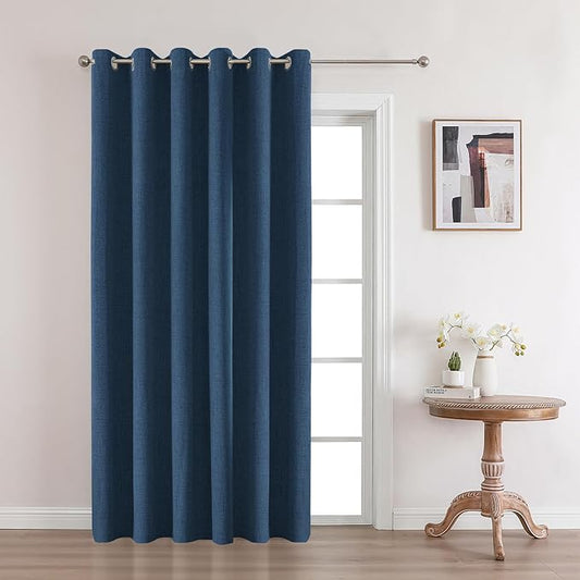 Joydeco Custom Denim Blue Textured Total Blackout Curtain for Bedroom and Living Room. Grommet Textured Thermal Insulated Room Darkening Curtain 1 Panel (Custom Size and Color)