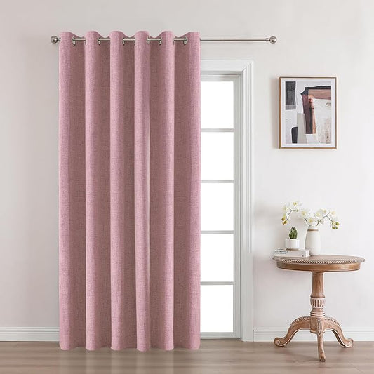 Joydeco Custom Pink Textured Total Blackout Curtain for Bedroom and Living Room. Grommet Textured Thermal Insulated Room Darkening Curtain 1 Panel (Custom Size and Color)