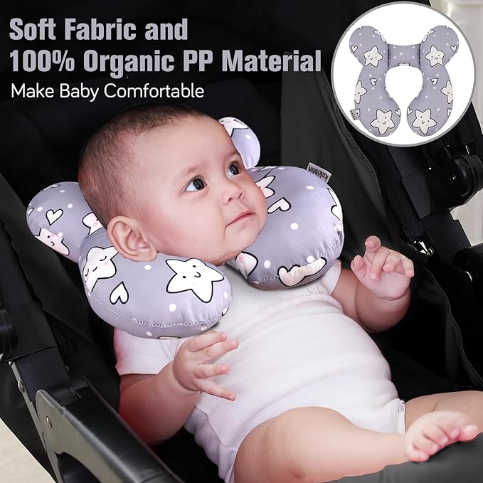 KAKIBLIN Baby Neck Pillow,Upgraded Baby Support Pillow, Head Pillow,Travel Pillow for Car Seat,Pushchair,Travel (Star)