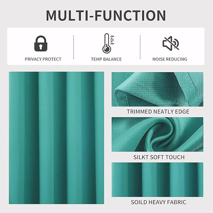 Joydeco Peacock Blue Custom Solid Single Blackout Curtain for Bedroom and Living Room, Grommet Thermal Insulated Room Darkening Curtain 1 Panel (Custom Size,Peacock Blue)