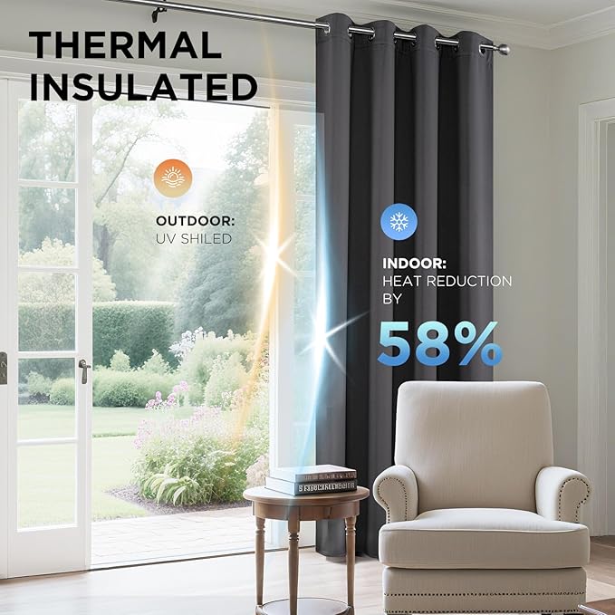 Joydeco Blackout Curtains 72 Inch Length 2 Panels Set, Thermal Insulated Long Drapes 2 Burg, Room Darkening Grommet Curtains for Living Room Bedroom Window