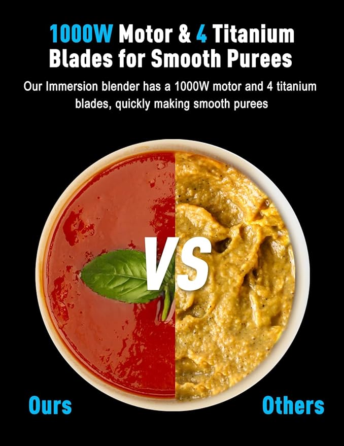 1000W Powerful Immersion Blender handheld, 2025 New Update Hand Blender with 25-Speed, Scratch-Resistant Corded Hand Mixer with Heavy-Duty Copper Brushless Motor and Gift Box