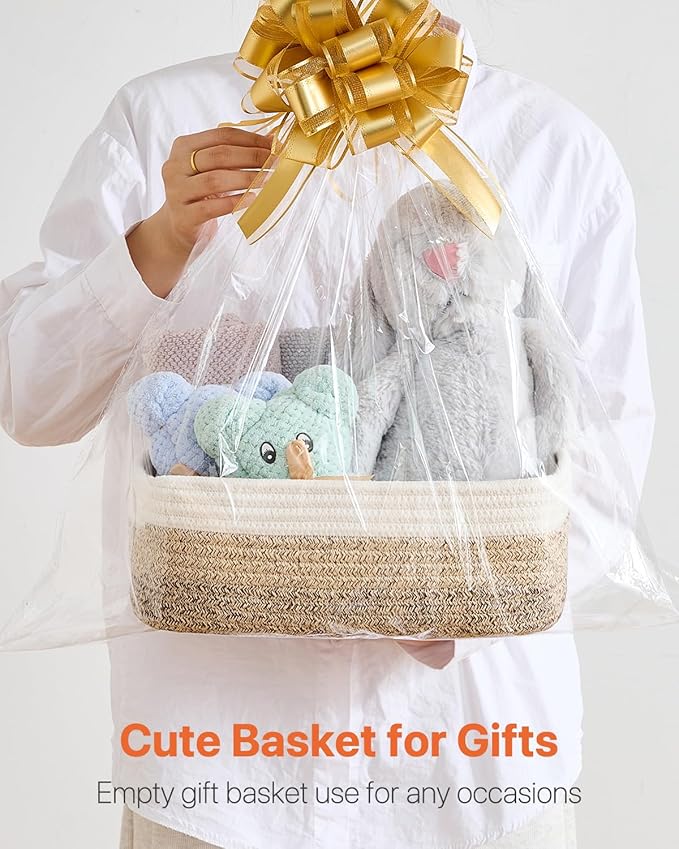 KALLAX Small Woven Basket, 12 x 8 x 4.5 Inches, Storage Basket for Organizing, Cute Small Rope Shelf Closet Cube Storage Bins Baskets for Shelves, Dog Toy Gift Baskets Empty, 3 Pack Gradient Brown