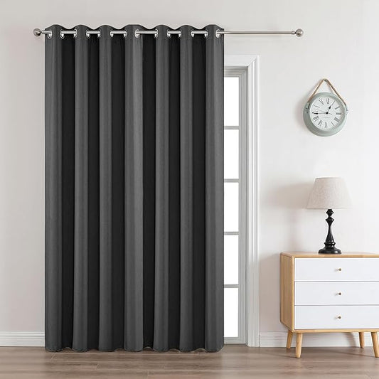 Joydeco Dark Grey Custom Solid Single Blackout Curtain for Bedroom and Living Room, Grommet Thermal Insulated Room Darkening Curtain 1 Panel (Custom Size,Dark Grey)