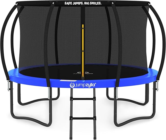 JUMPZYLLA Trampoline Outdoor 8FT 10FT 12FT 14FT 15FT 16FT with Enclosure and Ladder, ASTM Approved Recreational Trampoline for Kids and Adults, Anti-Rust Coated Frame