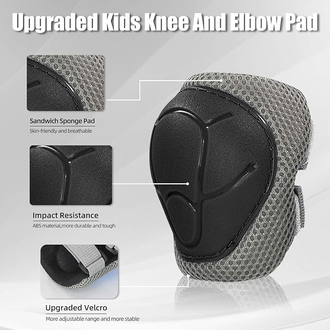 Kids Bike Helmet and Pads Set for Ages 2–14, CPSC Certified Adjustable Helmet with Knee Elbow Wrist Guards, for Skateboard, Scooter, Skating, Rollerblading, Multi-Sport Protective Gear
