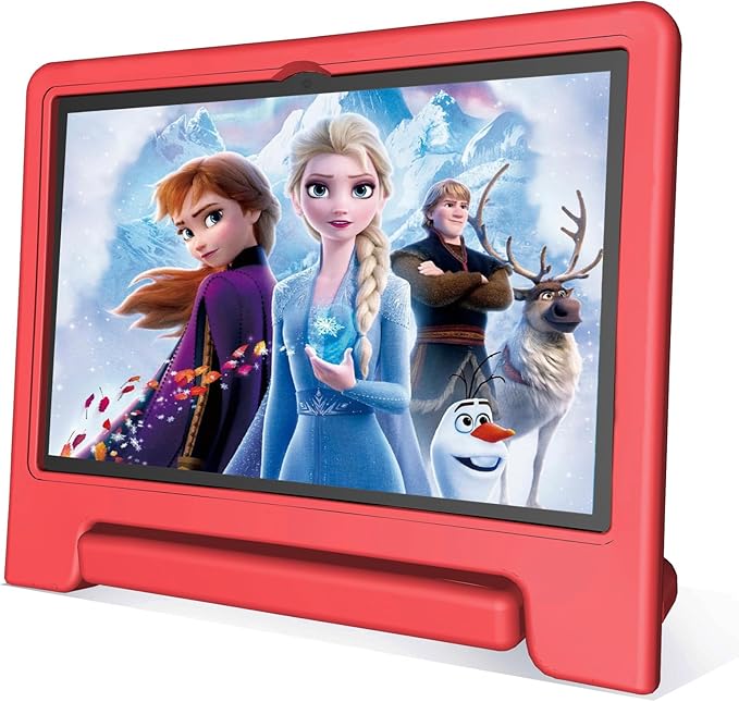 JREN Tablet for Kids｜10 Inch Kids Tablet Android 14｜Octa-core｜64GB｜WiFi ｜Bluetooth｜Parental Control｜Children Content｜Children Toddler Red