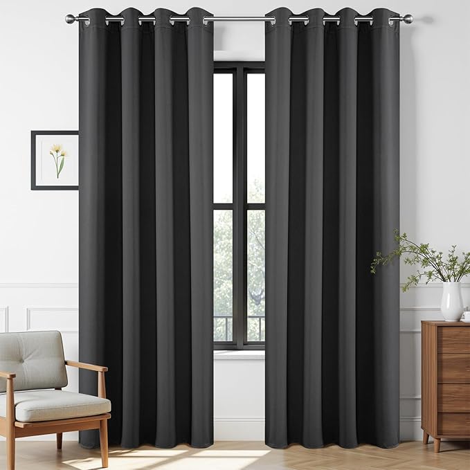 Joydeco 120 inches Long Blackout Curtains 2 Panels Set, Thermal Insulated Length Curtains & Drapes 2 Burg for Living Room Bedroom Window