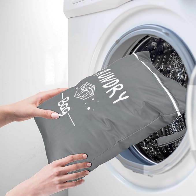 2 Pcs Large Travel Laundry Bag - Waterproof Wet Dry Washable for Dirty Clothes, Bathing Suit, Workout, Gym, Swimming, Yoga (Pink+Grey)