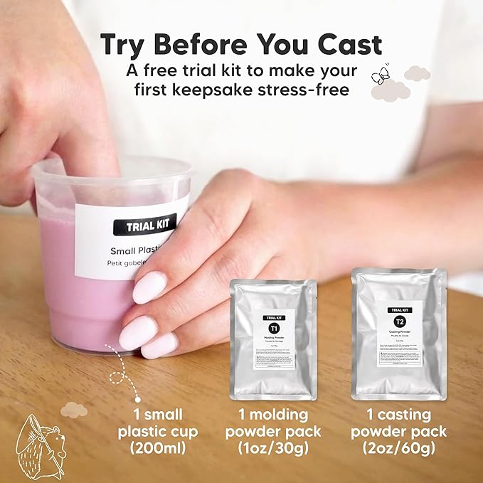 KeaBabies Baby Casting Kit Hands and Feet Mold - 3D Newborn Hand Casting Kit & Stylish Wood Base, Easy DIY Infant Foot Molds 0-9 Months,BPA-Free Baby Keepsake,Shower Gifts for Moms (Round, Cloud Gray)