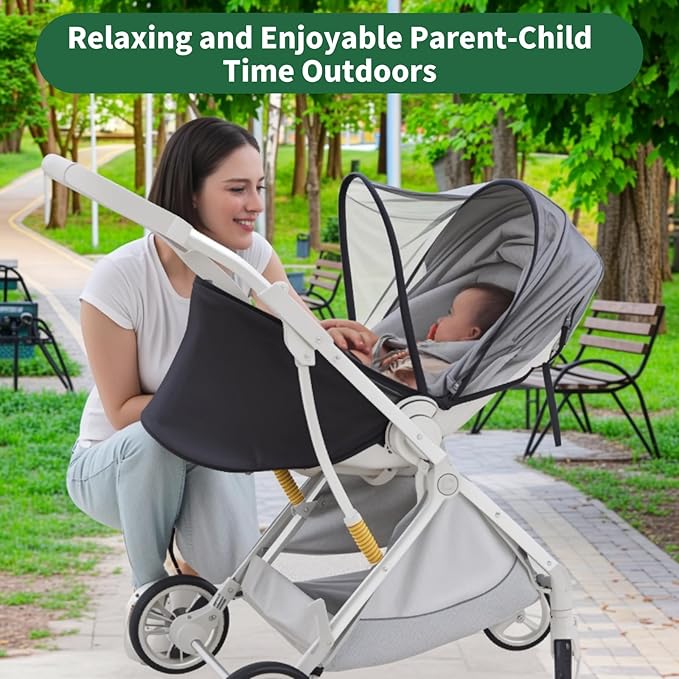 2-in-1 Stroller Sun Shade and Mosquito Net Cover - Universal Breathable Baby Cover With Two-Way Zipper for Extender