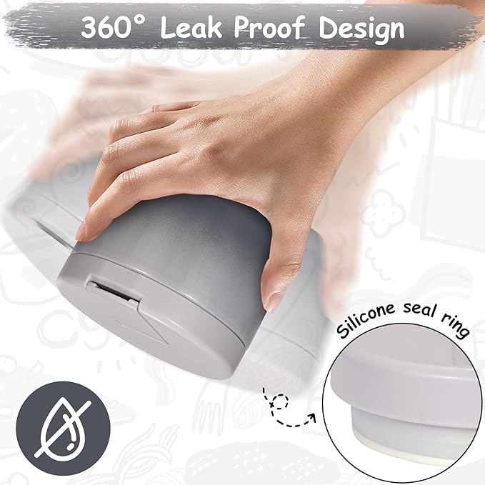 12oz Insulated Vacuum Food Jar with Buckle Lid Wide Mouth Soup Thermo for Hot Food Kids Leakproof Stainless Steel Lunch Container (Gradient Grey, 12OZ)