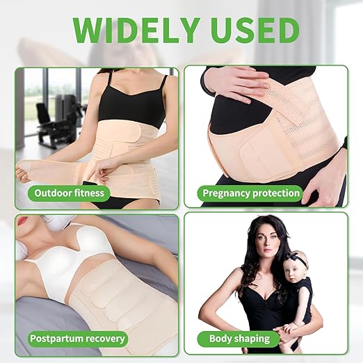 2 in 1 Postpartum Belly Band Wrap Beige, C-Section Support Belt Large, Post Partum Support Recovery Waist/Pelvis Belt, Hysterectomy Belly Band Binder Girdle Stomach