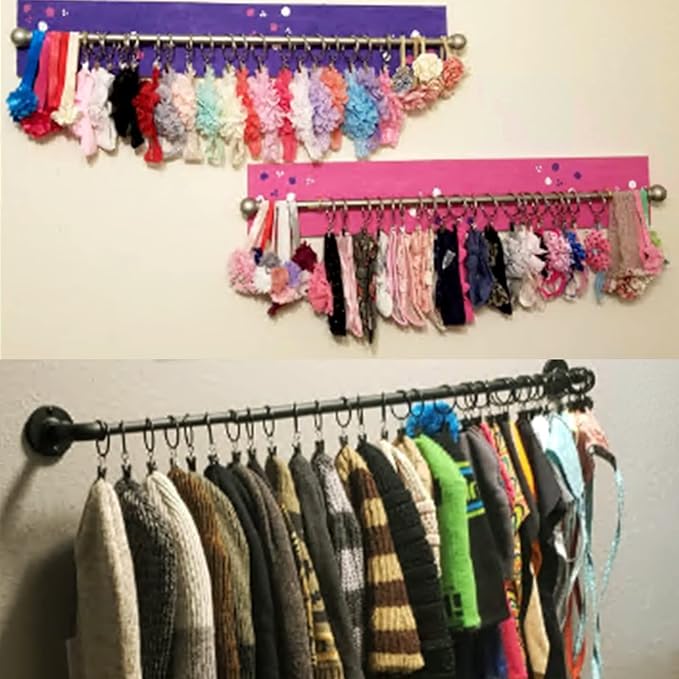 100 Pack Bronze Curtain Rings with Clips, Curtain Hooks Hangers Clip Rings for Hanging Drapes Bows Hat, Drapery Rings 1.26 in I D, Fits up to 1 in Diameter Curtain Rod.