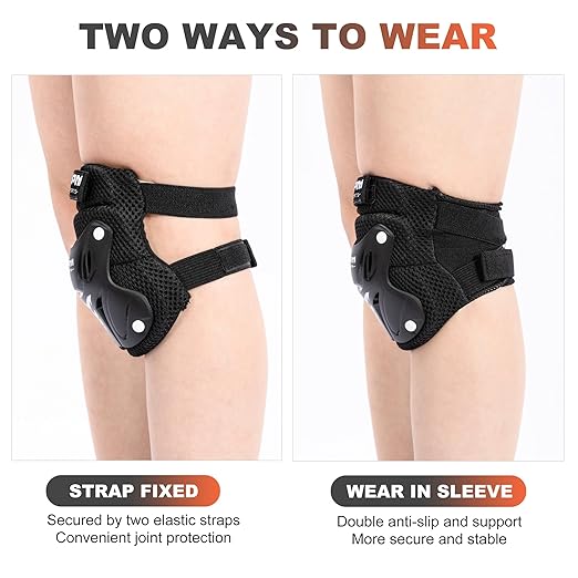 2PM SPORTS Knee Pads for Kids, Wrist Guards Knee and Elbow Pads Set with Drawstring Bag, Protective Gear Set for Girls Boys Roller Skating Cycling Skateboard - Black Medium