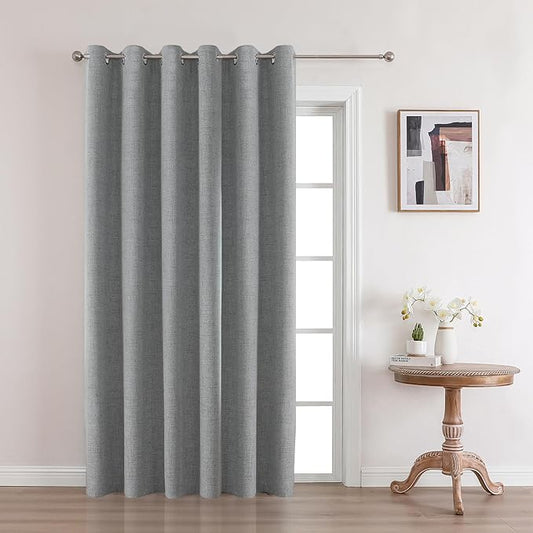Joydeco Custom Light Grey Textured Total Blackout Curtain for Bedroom and Living Room. Grommet Textured Thermal Insulated Room Darkening Curtain 1 Panel (Custom Size and Color)