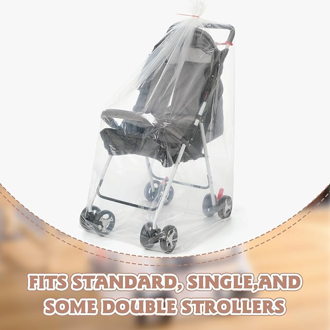 3 Pcs Stroller Storage Bag 39 x 59 Inch Extra Large Clear Plastic Stroller Bag with 3 Zip Ties Heavy Duty 4 Mil Stroller Cover for Storage Travel Moving Luggage Suitcase Furniture Car Seat