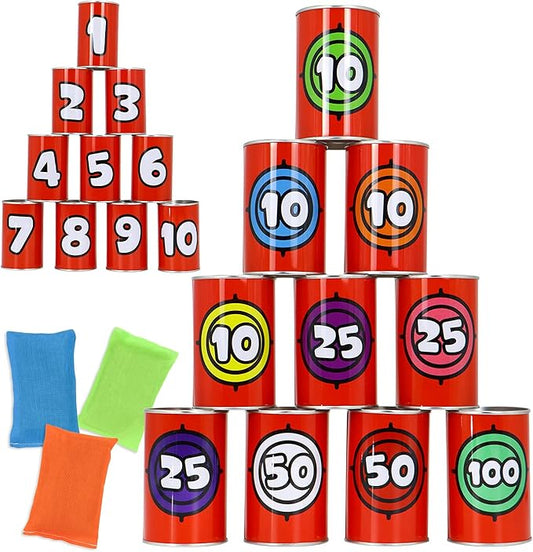 JOYIN 13 Pcs Carnival Party Bean Bag Toss Game, Sturdy Knockdown Can, Birthday Easter Party, Family, Best Outdoor and Indoor Games, Easter Egg Hunt for Classroom Gifts (Number Style)