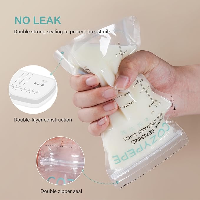 100 Pcs Breastmilk Storage Bags, 8Oz Breast Milk Storing Bag with Pour Spout, Temperature-Sensing Color Change Milk Bag for Convenient Breastfeeding, No Leak Presterilized for Freezer