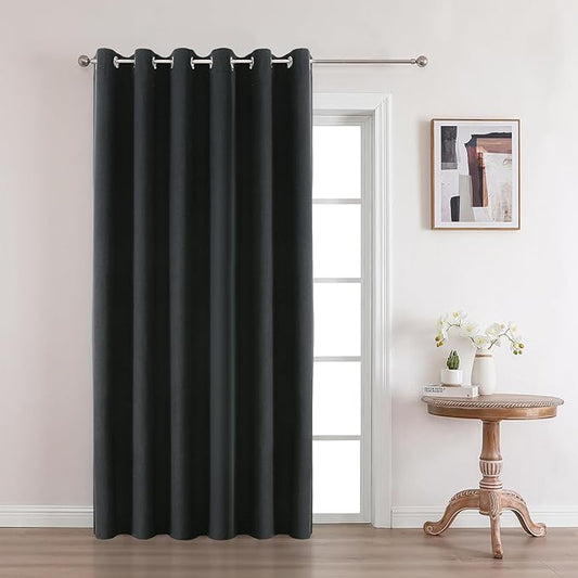 Joydeco Custom Charcoal Grey Textured Total Blackout Curtain for Bedroom and Living Room. Grommet Textured Thermal Insulated Room Darkening Curtain 1 Panel (Custom Size and Color)