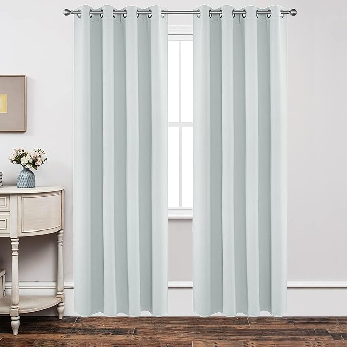 Joydeco White Curtains 84 Inches Long 2 Panels Set, Thermal Insulated Long Drapes 2 Burg, Room Darkening Grommet Drapes for Living Room Bedroom Window (W42 x L84 Inch, Greyish White)
