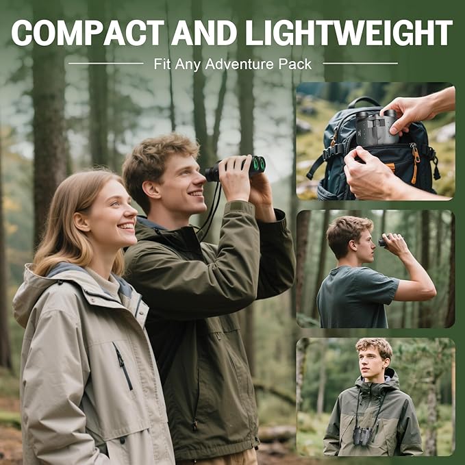25x32 Binoculars for Adults Kids Compact - DEESOO High Powered Bird Watching Binoculars Lightweight with Small Size for Hunting Traveling Sports Hiking