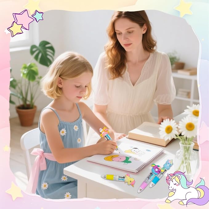30Pcs Mini Multicolor Pens in One 4-in-1 Cute Pens Bulk for Kids, Ballpoint Pen for Birthdays and Children's Parties, Fun Gifts Assorted Ink Kawaii Pen(unicorn)