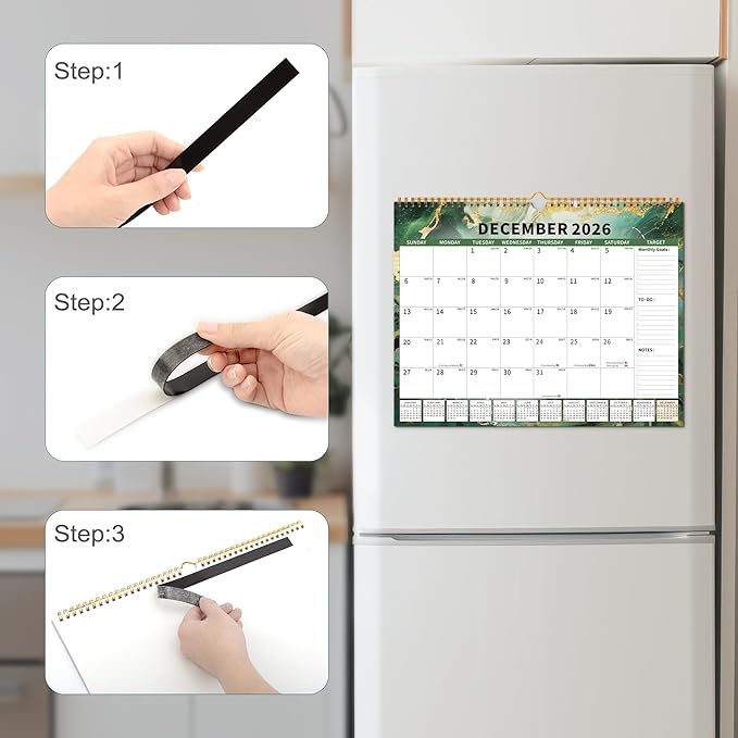 2025-2026Calendar, 18 Month Wall Calendar 2025-2026 Hanging Spiral Bound Magnetic Fridge Desk Calendars 15" x 12", Jul 2025 - Dec 2026, A- Small Rainbow