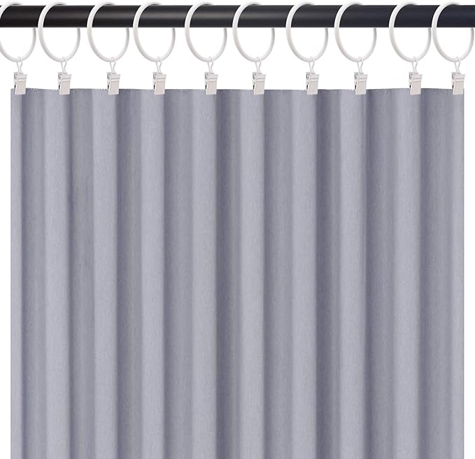 20 Pack White Curtain Rings with Clips, Curtain Hooks Hangers Clip Rings for Hanging Drapes Bows Hat, Drapery Rings 1.77 in I D, Fits up to 1.5 in Diameter Curtain Rod.