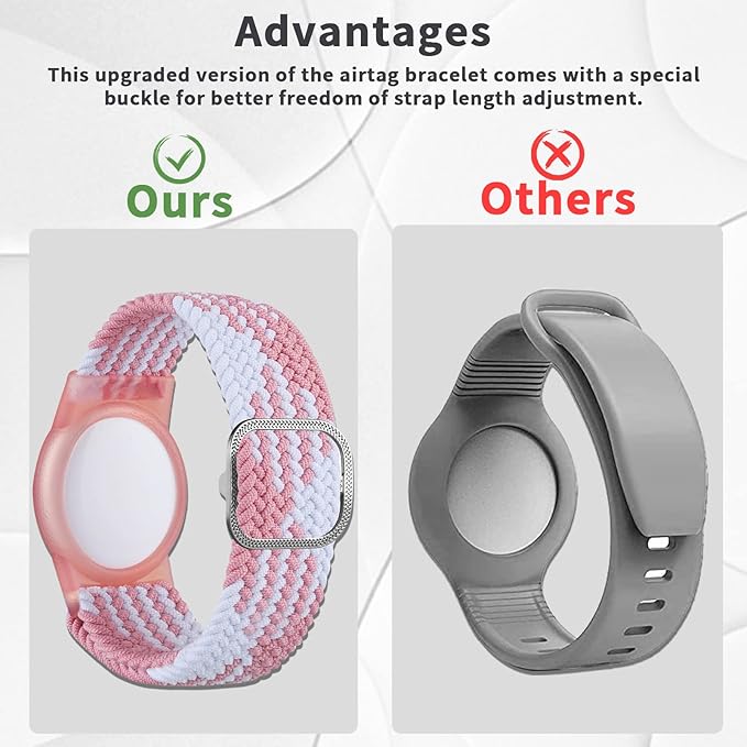 4 Pack Kids Bracelet Compatible with AirTag, GPS Kid Tracker Holder Braided Wristband for Apple Air Tag, Nylon Adjustable Anti Lost Airtag Watch Band for Kids Children Elders (Mixed Color)