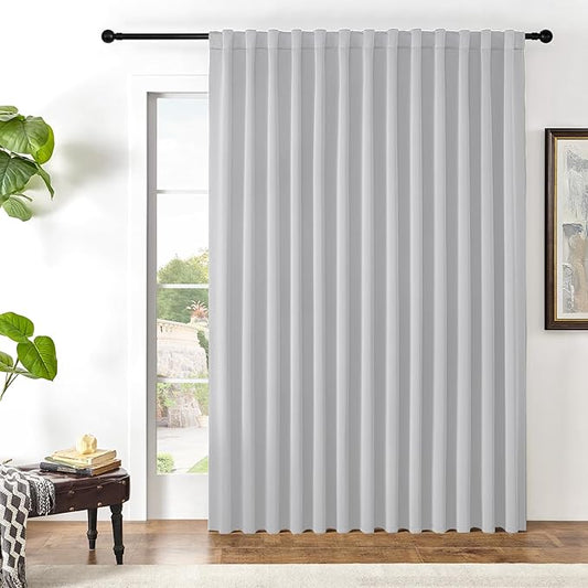 Joydeco Custom Blackout Curtains for Bedroom, 1 Panel Room Darkening Curtains & Drapes for Living Room Window Rod Pocket Back Tab (Custom Size,Greyish White)