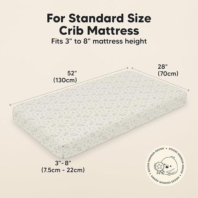 KeaBabies 2-Pack Organic Crib Sheets for Boys, Girls - 52x28 Fitted Crib Mattress Sheet Neutral, Breathable Jersey Cotton Cover for Baby Bed, Toddler Mattress, Soft & Cute Prints (Pine Grove)