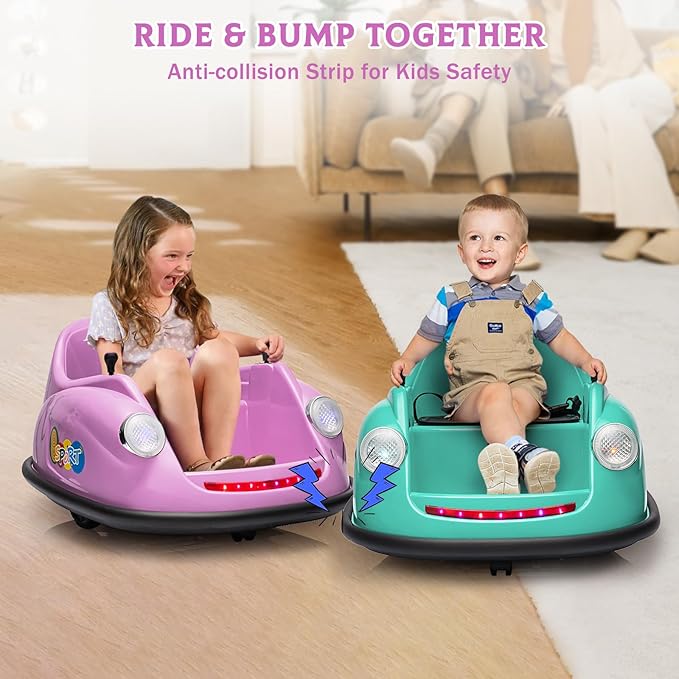 12V Bumper Car for Toddlers, Electric Toy Ride on Battery Car with Kids W/Parent Remote Control, 2-Speed, 360 Degree Spin, Music & LED Lights for Kids, Purple