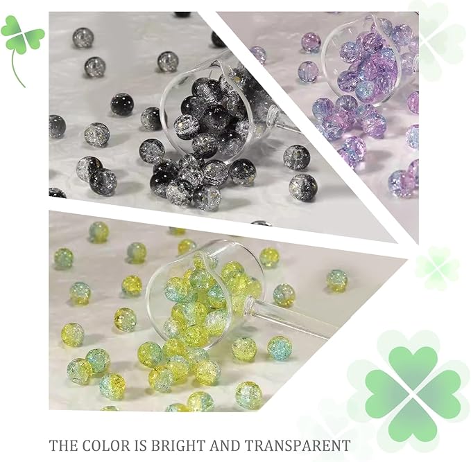 JULIMAIDONG 8mm Glass for Bracelets, 24 Colors Round Crystal Glass Bracelet Making Kit for Jewelry Making Kits Bead DIY Crafts with Spacer Charms Accessories (8MM, 24 Crackle Color)