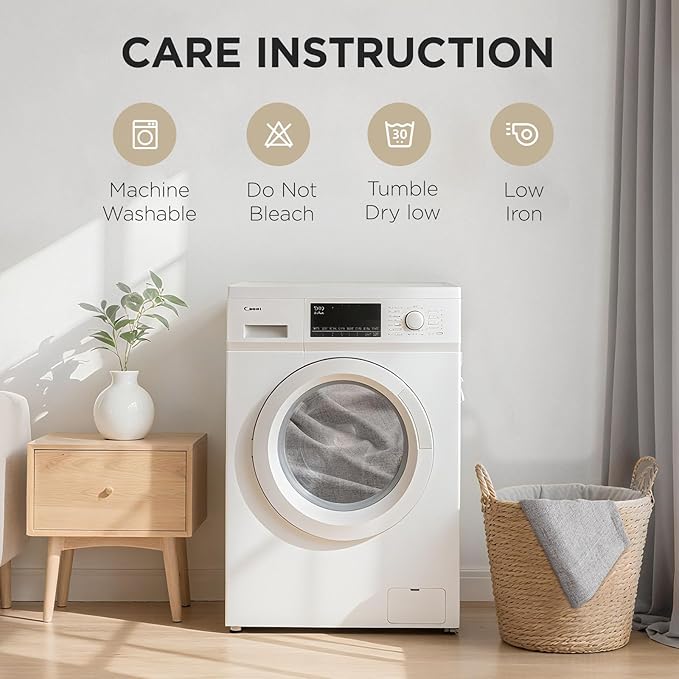 Joydeco 100% Blackout Linen Curtains 90 Inches Long 2 Panels, Thermal Insulated Burlap Curtain & Drapes, Grommet Room Darkening Textured Curtains for Bedroom Living Room (52x90 inch,Greyish White)